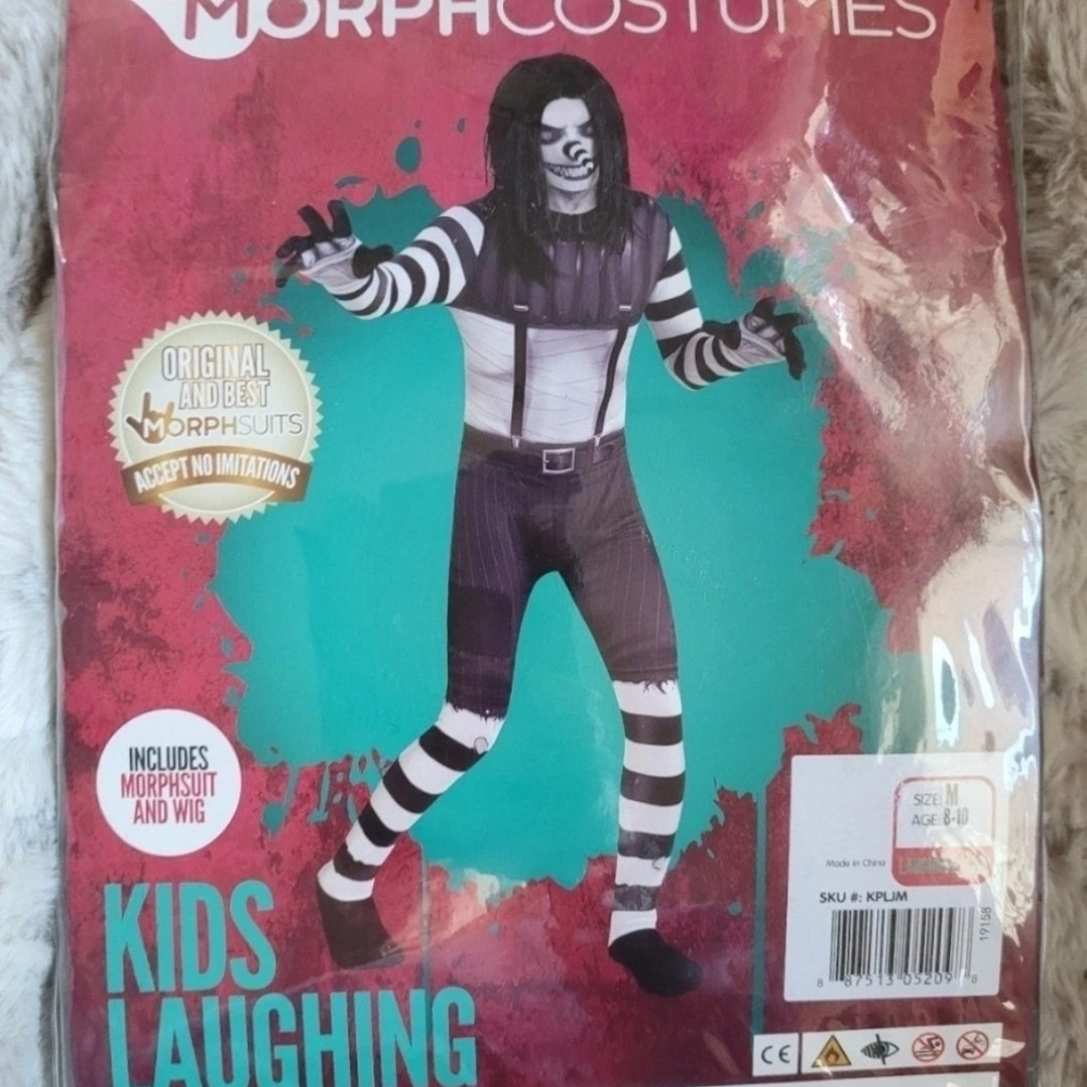 Morphsuits Kids Laughing Mime Costume - Black and White Boys Size MEDIUM